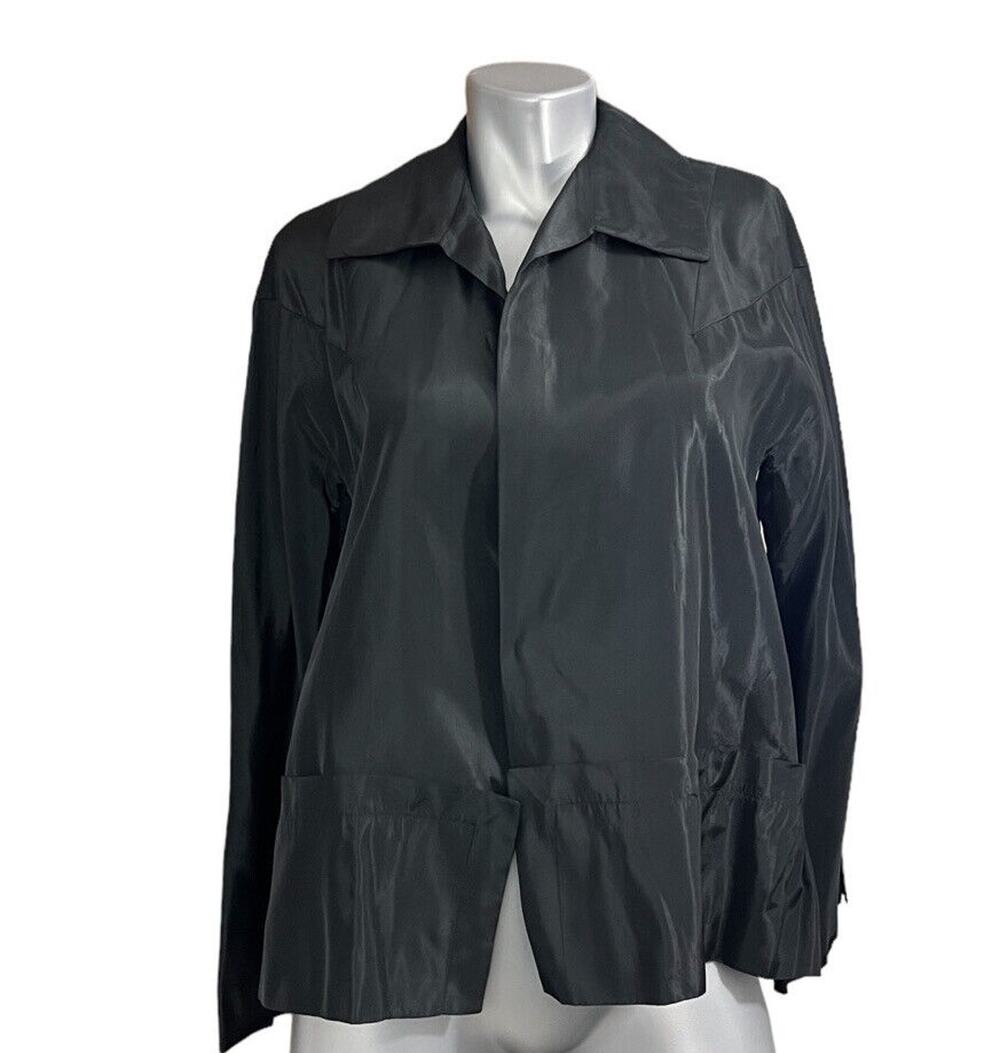 VTG B. Altman & Co Women’s Blazer Black Jacket XL Satin Ruffles Fifth Ave Career
